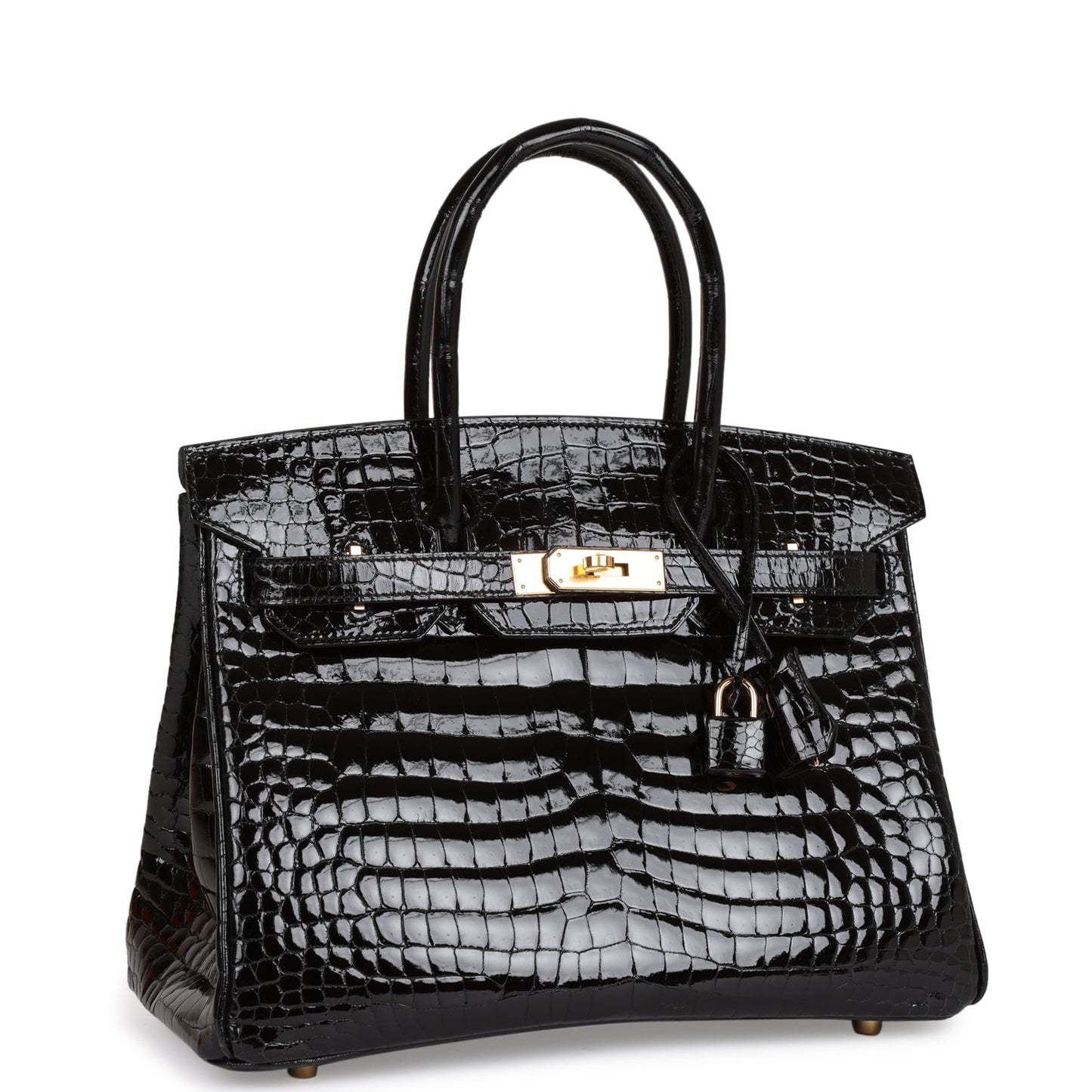 Hermes Birkin Shiny Niloticus Crocodile Hardware Handbag Black Gold Travel Bag Hardware 1