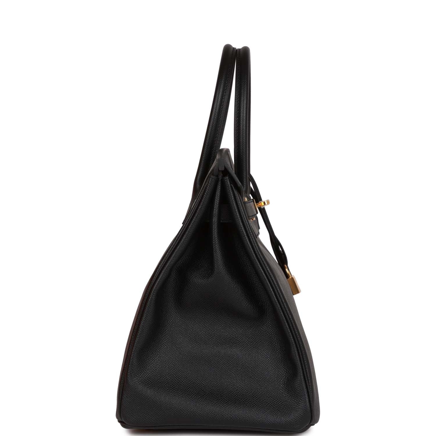 Hermes Birkin Epsom Hardware Handbag Black Gold Travel Bag Gold Hardware