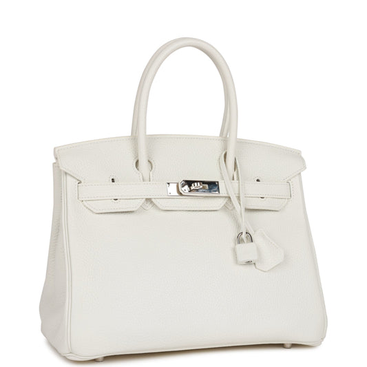 Hermes Birkin Clemence Palladium Hardware Handbag White Travel Bag Palladium Hardware