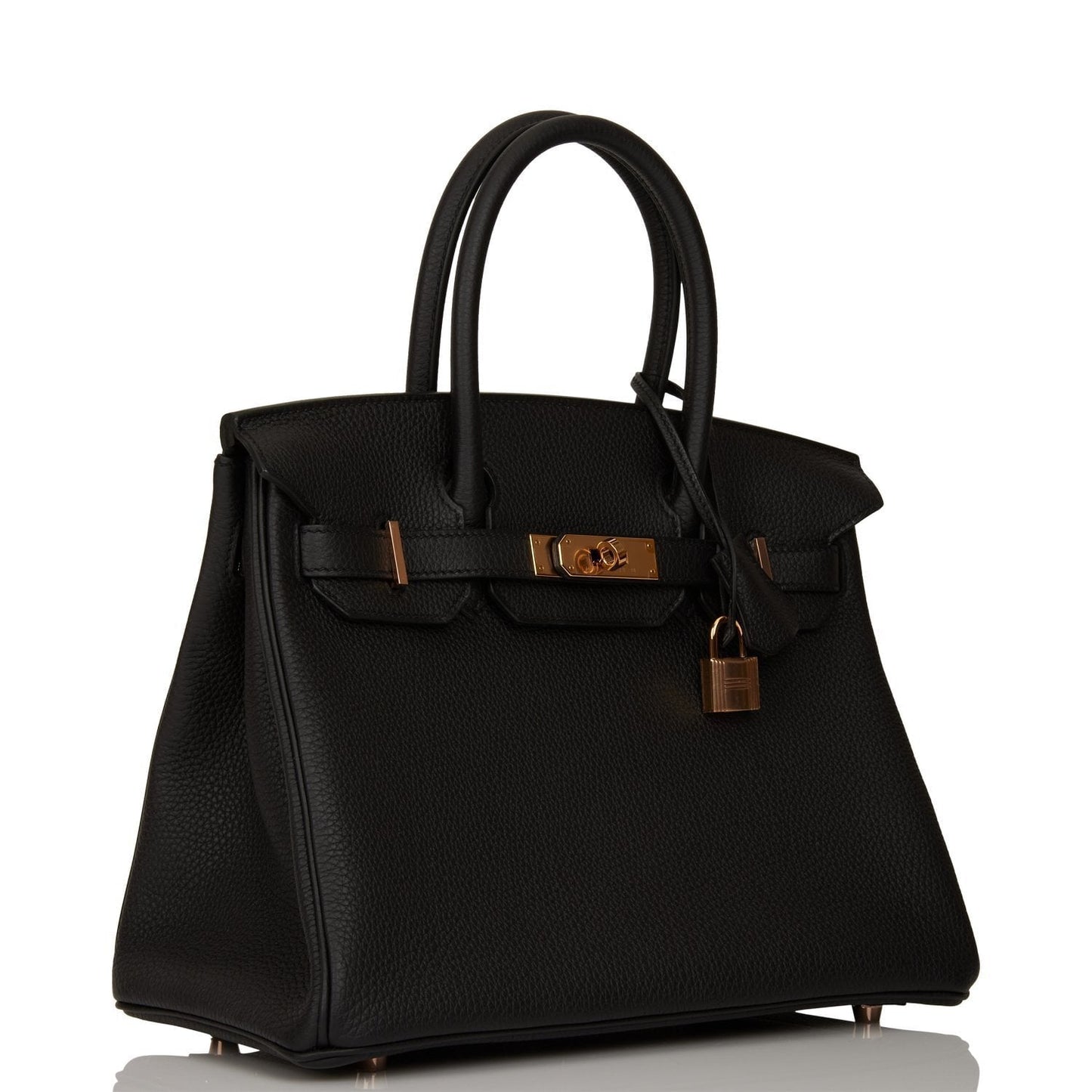 Hermes Birkin Togo Rose Hardware Handbag Black Gold Travel Bag 15