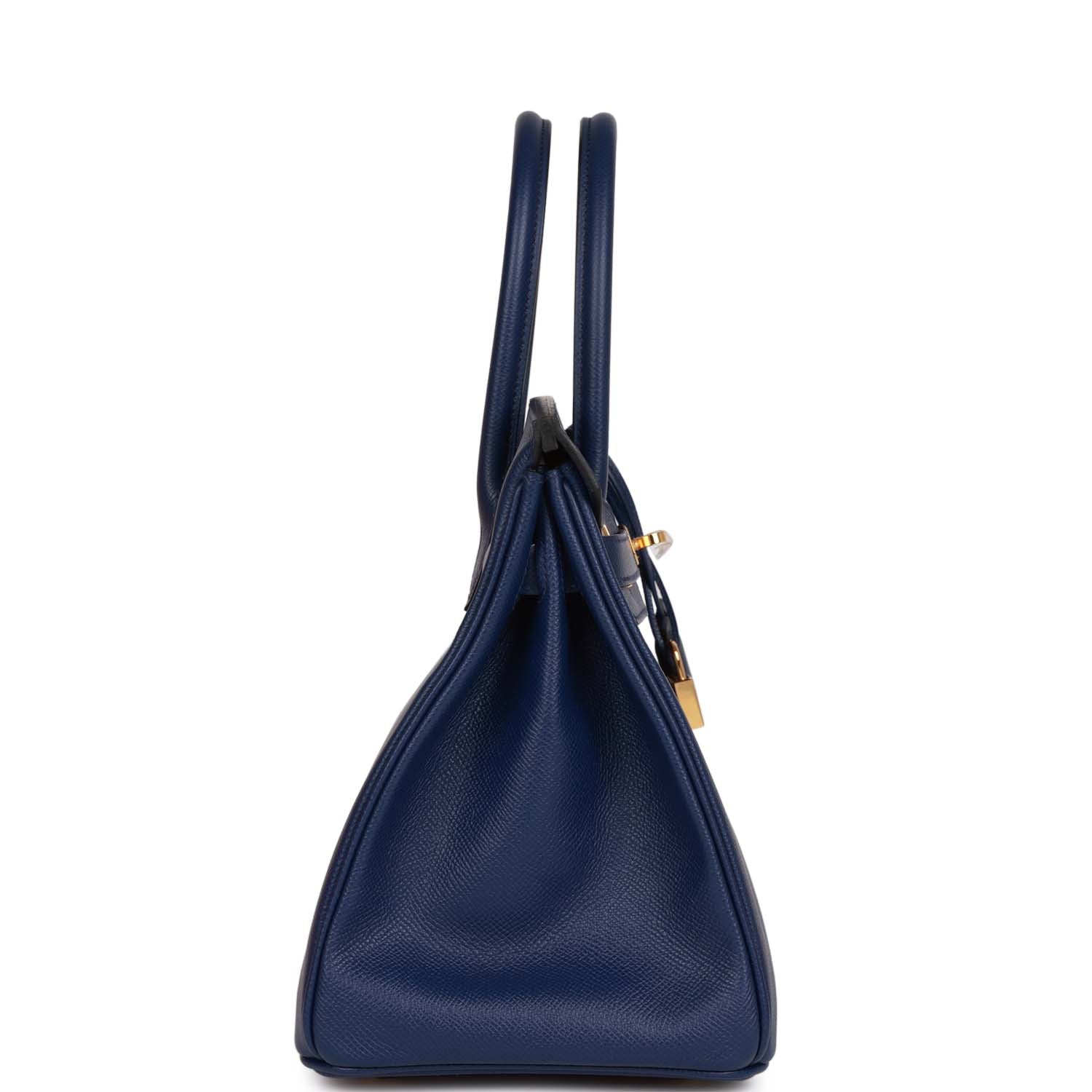 Hermes Birkin Bleu Saphir Epsom Hardware Handbag Gold Travel Bag