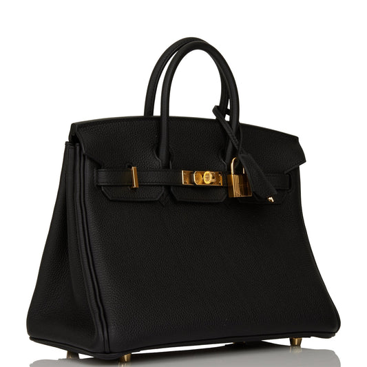 Hermes Birkin Togo Hardware Handbag Black Gold Travel Bag 52