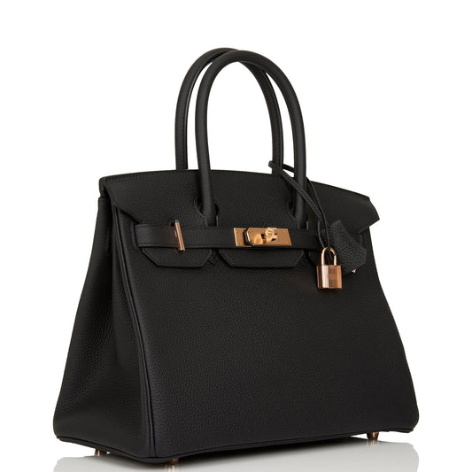 Hermes Birkin Togo Rose Hardware Handbag Black Gold Travel Bag Hardware 3