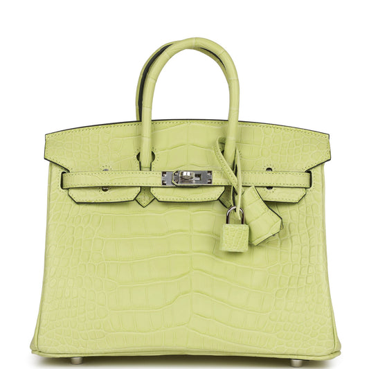 Hermes Birkin Jaune Bourgeon Matte Alligator Palladium Hardware Handbag Travel Bag