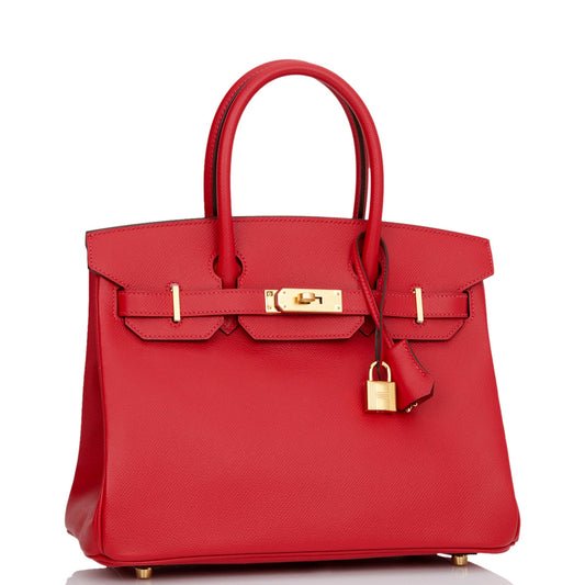 Hermes Birkin Rouge Cas Ue Epsom Hardware Handbag Gold Travel Bag 6