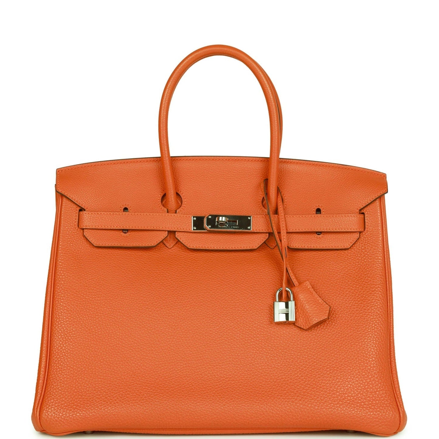 Hermes Birkin Orange Clemence Palladium Hardware Handbag Travel Bag