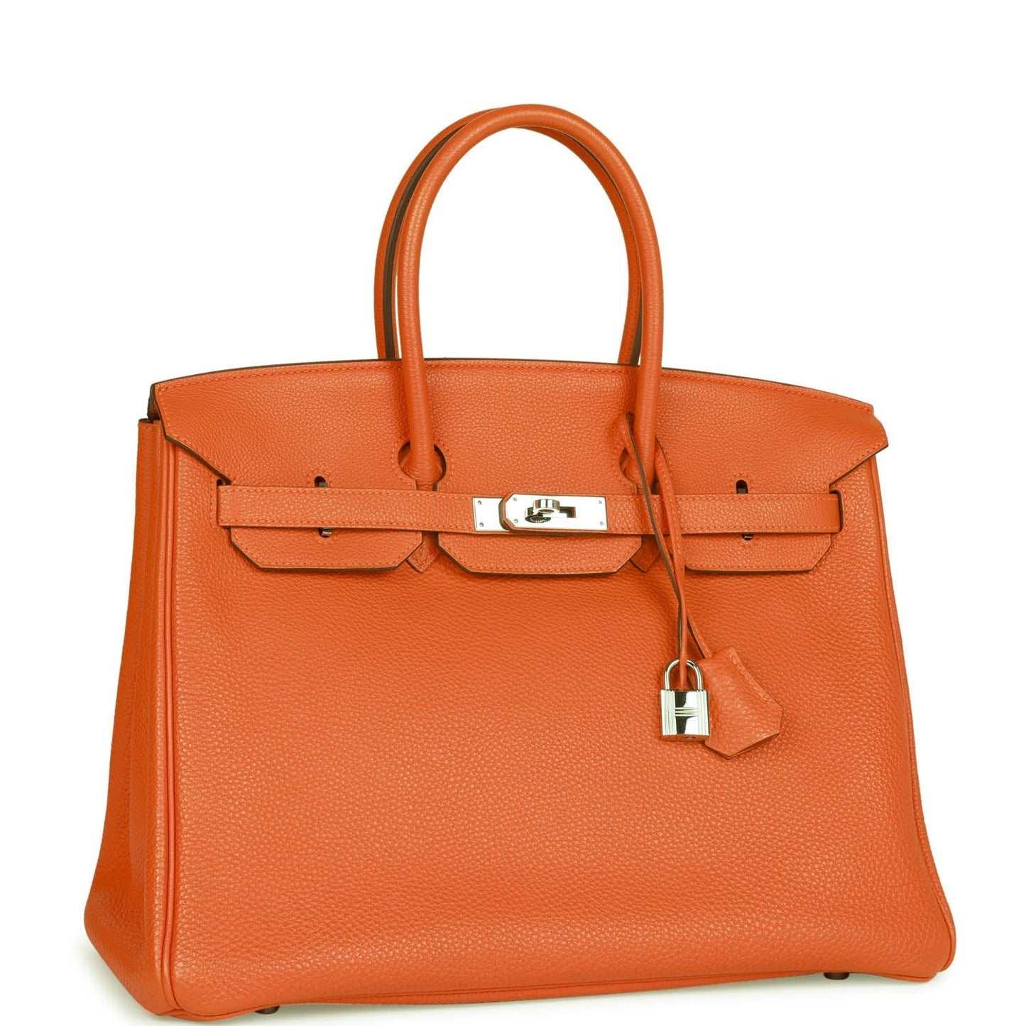 Hermes Birkin Orange Clemence Palladium Hardware Handbag Travel Bag