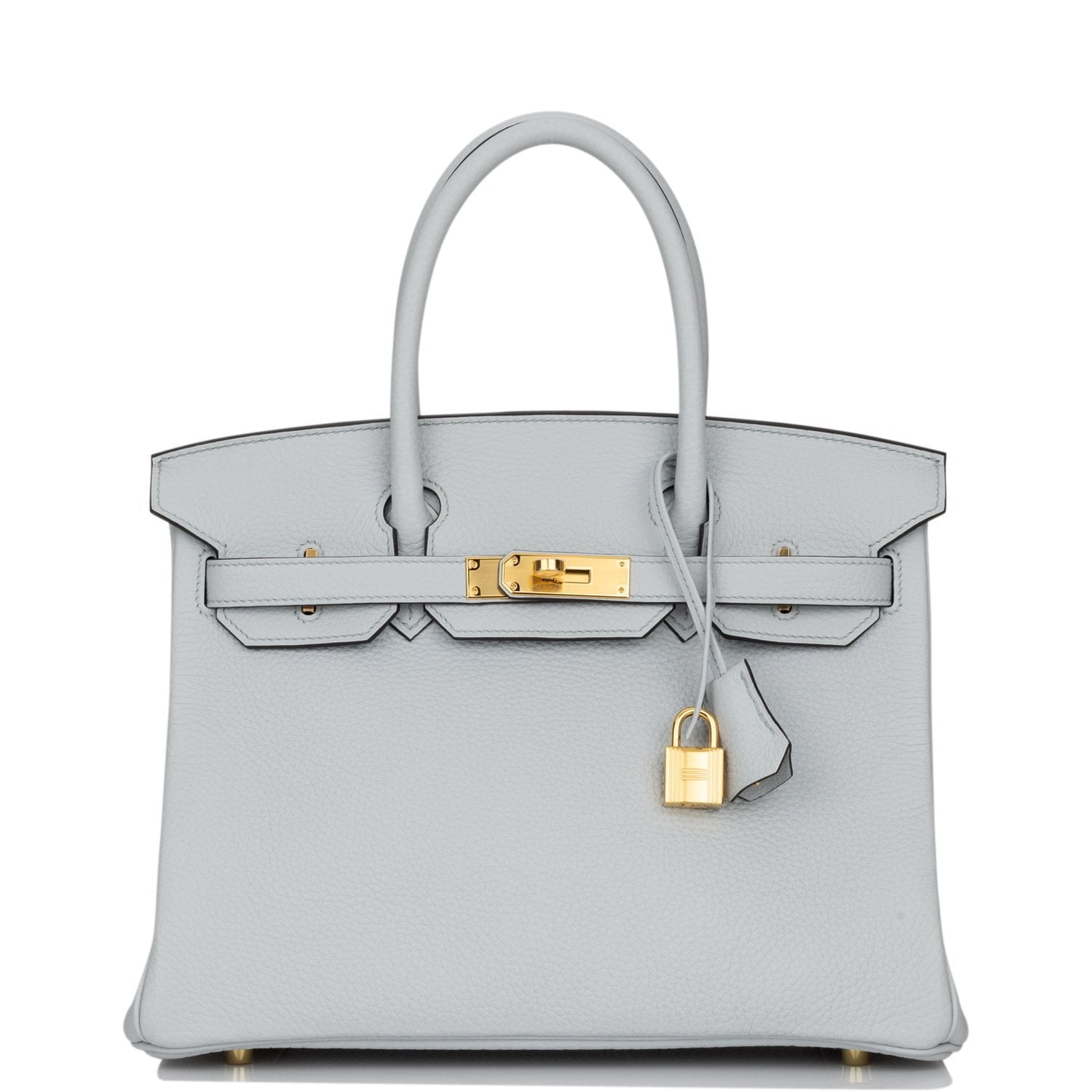 Hermes Birkin Bleu Pale Clemence Hardware Handbag Gold Travel Bag 5