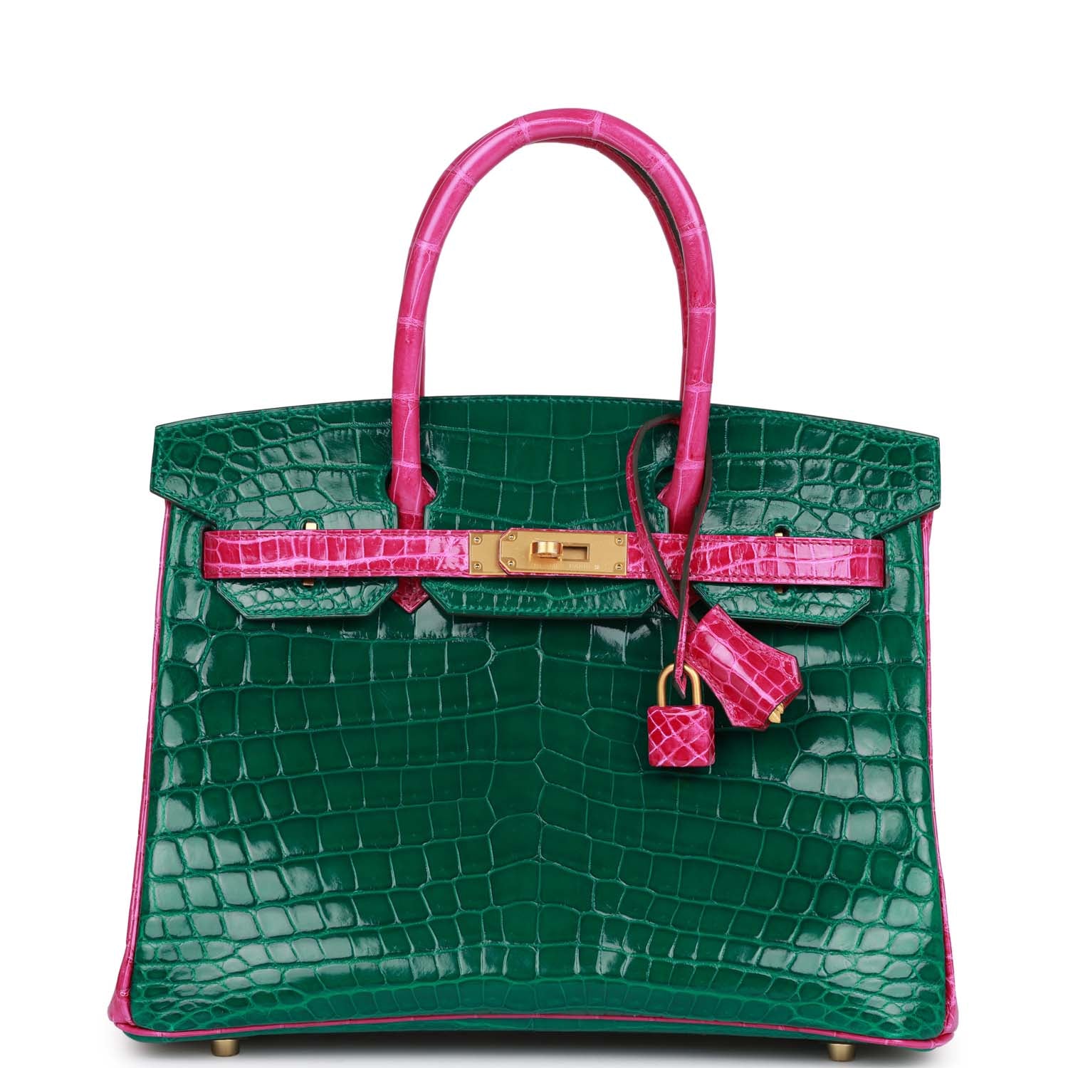 Hermes Special Order Hss Birkin Emerald And Rose Scheherazade Gold Travel Bag