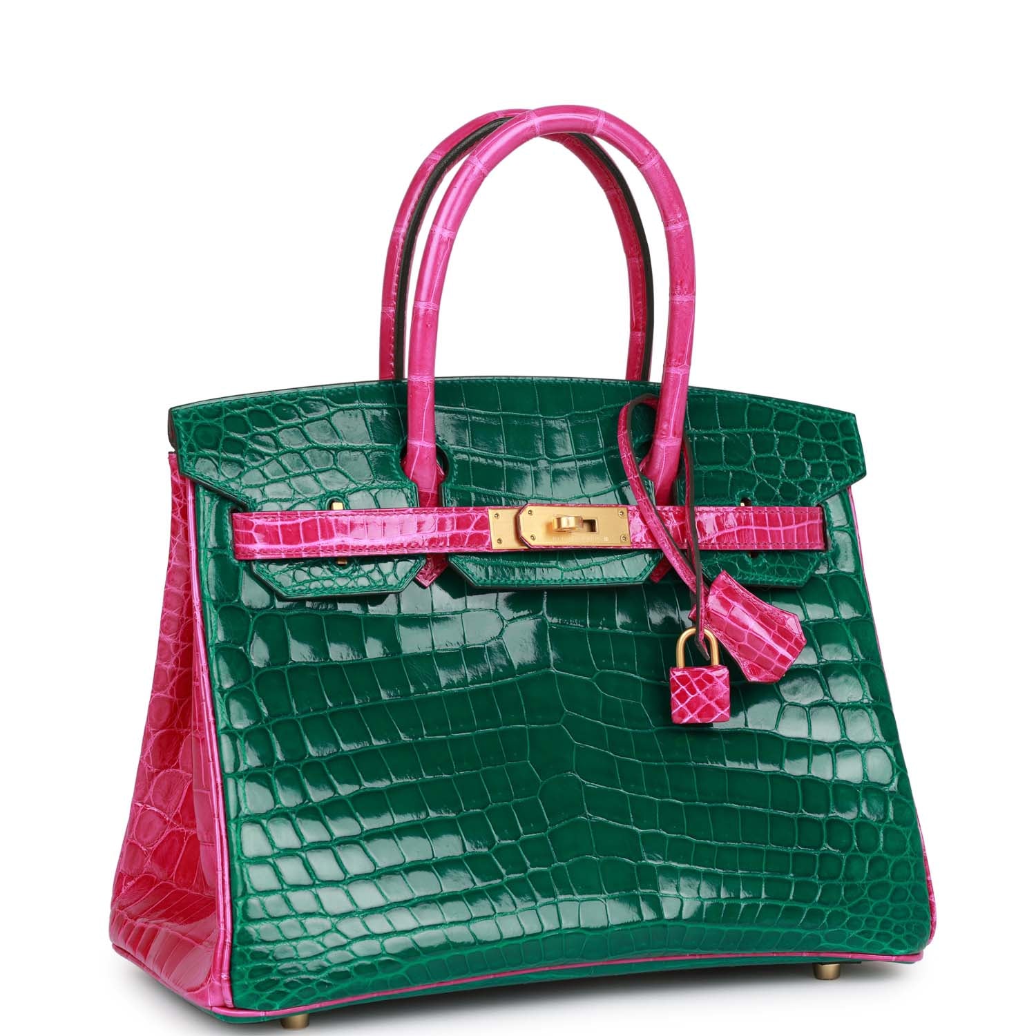 Hermes Special Order Hss Birkin Emerald And Rose Scheherazade Gold Travel Bag