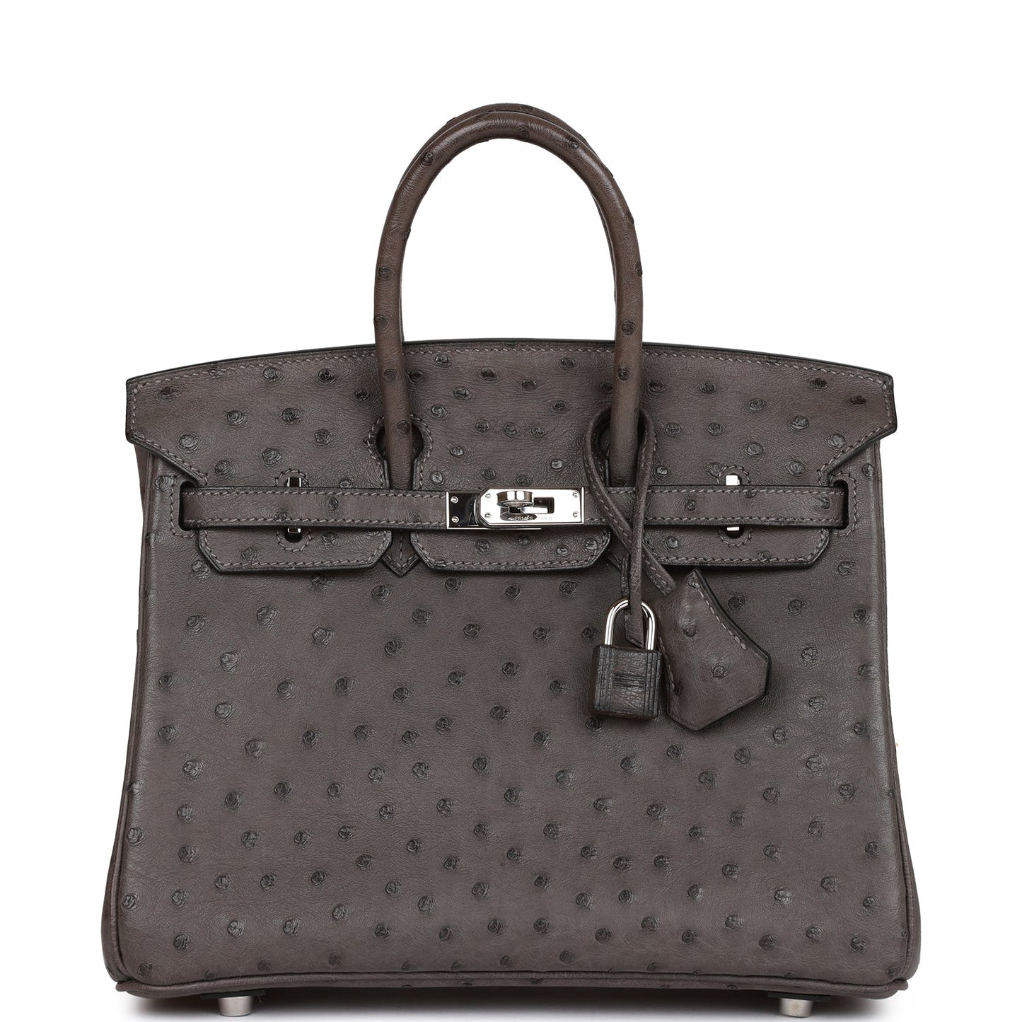Hermes Birkin Graphite Ostrich Palladium Hardware Handbag Travel Bag