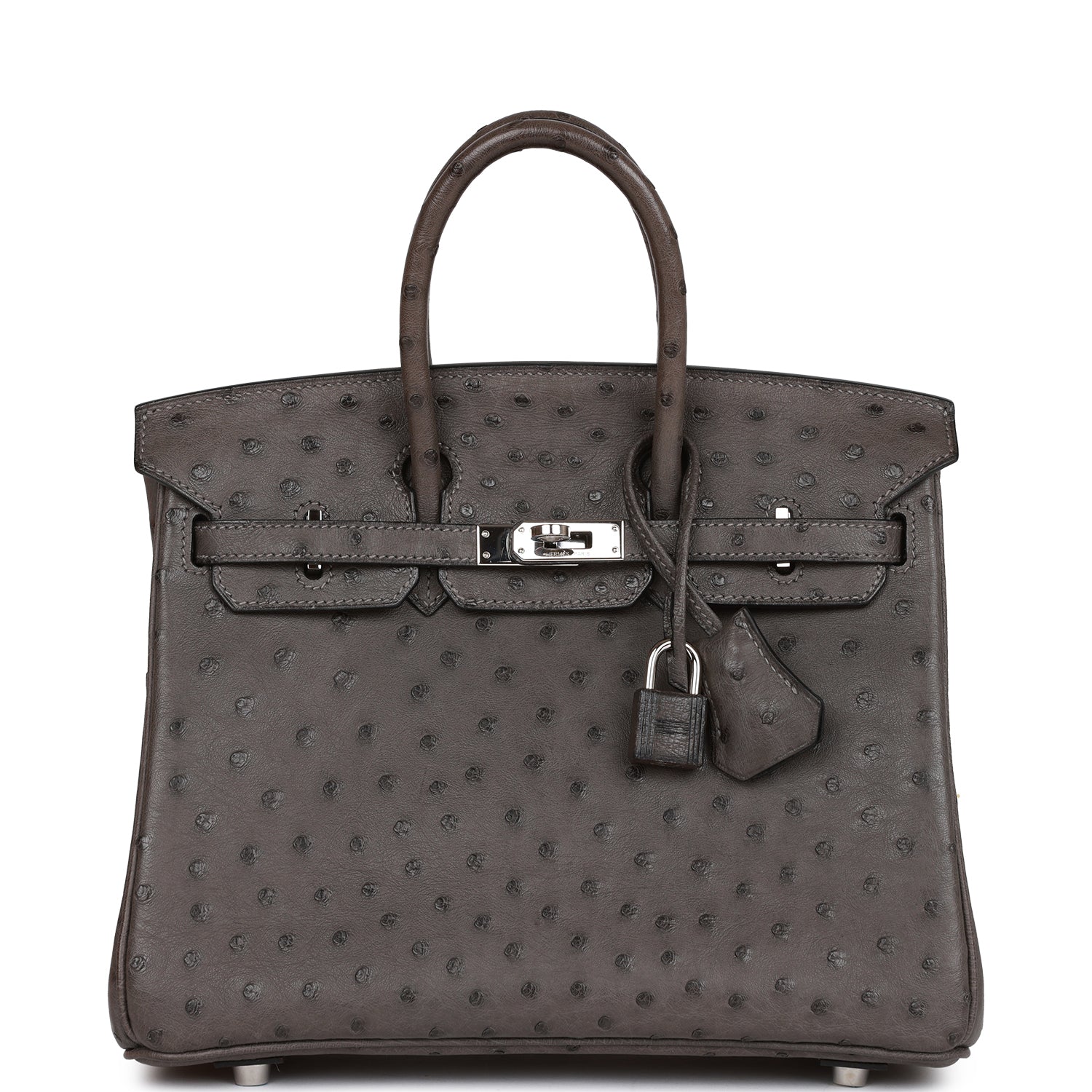 Hermes Birkin Graphite Ostrich Palladium Hardware Handbag Travel Bag