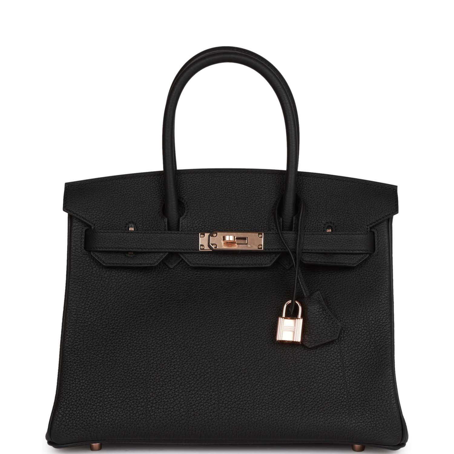 Hermes Birkin Togo Rose Hardware Handbag Black Gold Travel Bag Hardware 7