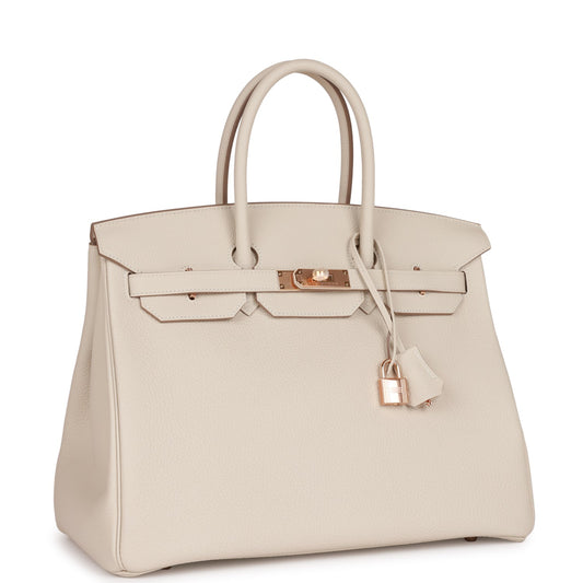 Hermes Birkin Craie Togo Rose Hardware Handbag Gold Travel Bag Rose Gold Hardware