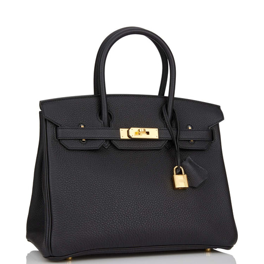 Hermes Birkin Togo Hardware Handbag Black Gold Travel Bag 36