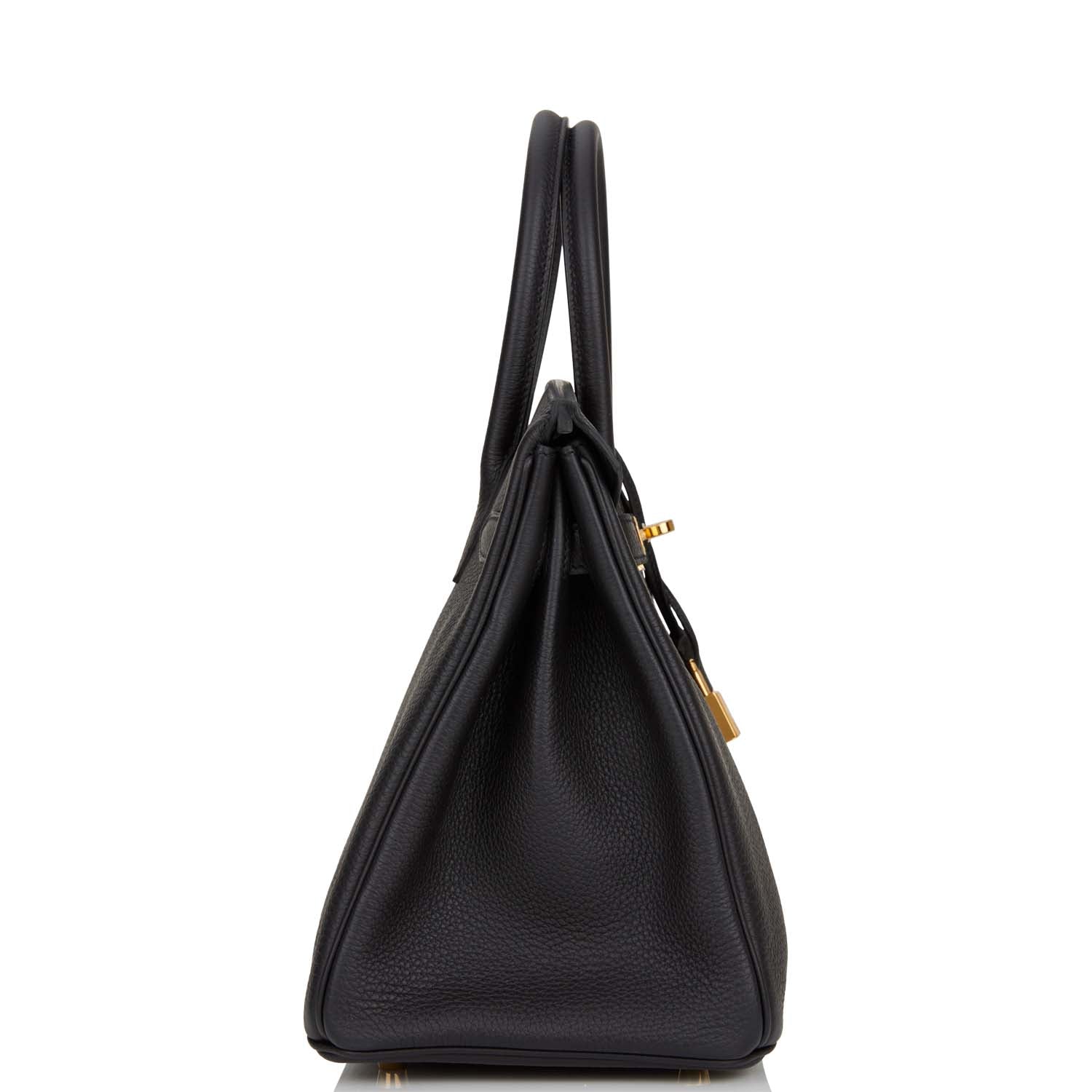 Hermes Birkin Togo Hardware Handbag Black Gold Travel Bag 36