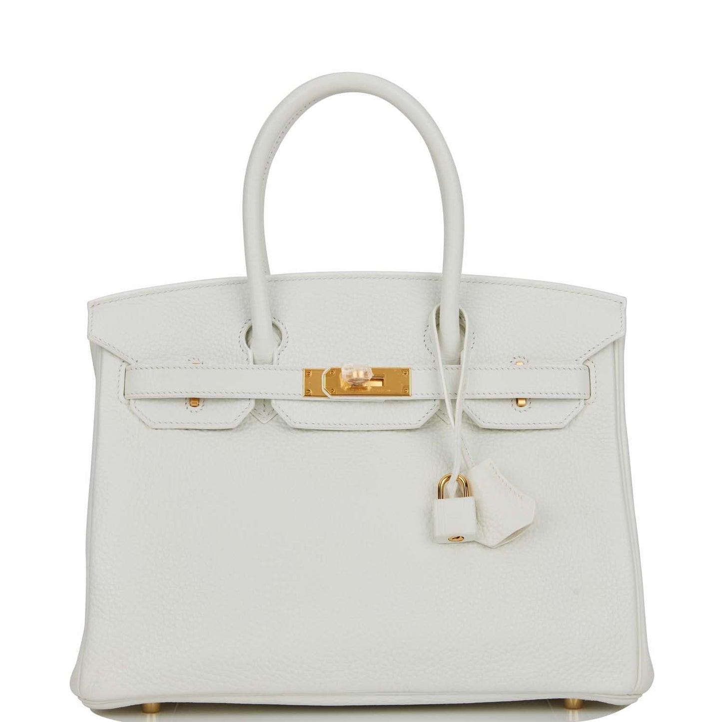 Hermes Birkin Clemence Hardware Handbag White Gold Travel Bag Gold Hardware