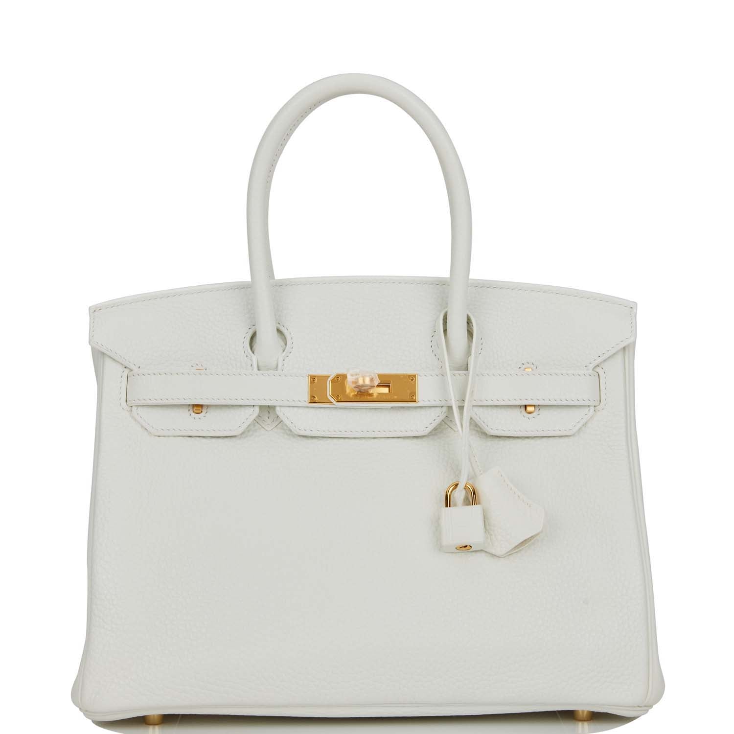 Hermes Birkin Clemence Hardware Handbag White Gold Travel Bag Gold Hardware