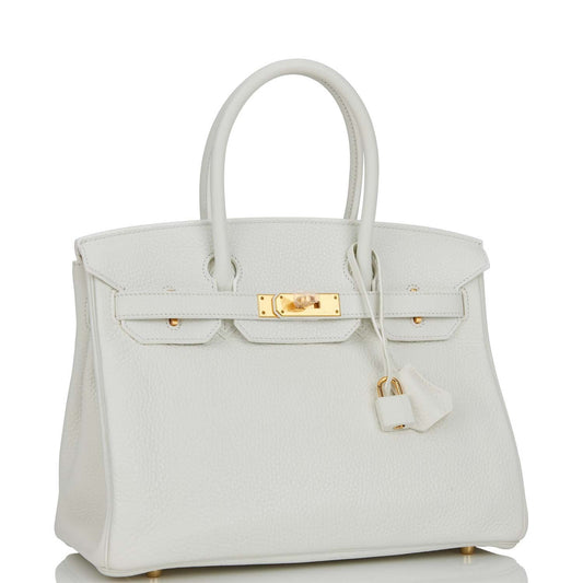 Hermes Birkin Clemence Hardware Handbag White Gold Travel Bag Gold Hardware