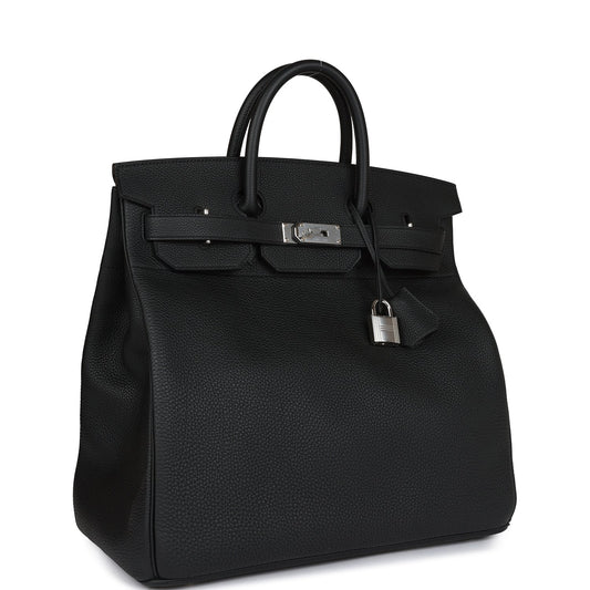 Hermes Hac Birkin Togo Palladium Hardware Travel Bag Black