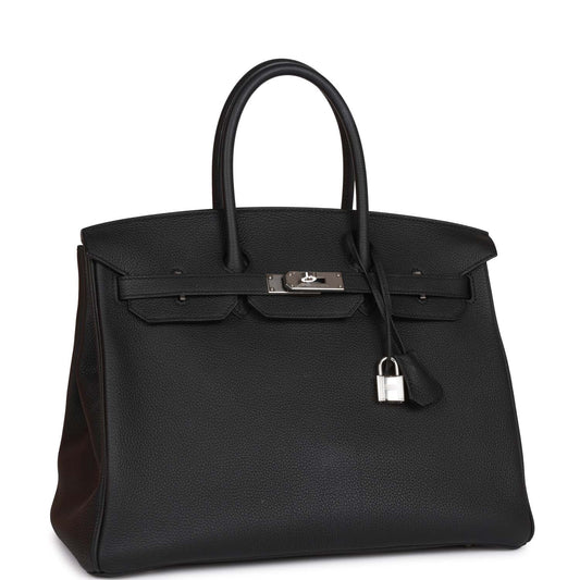 Hermes Birkin Togo Palladium Hardware Handbag Black Travel Bag Palladium Hardware