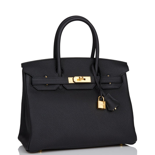 Hermes Birkin Togo Hardware Handbag Black Gold Travel Bag 41
