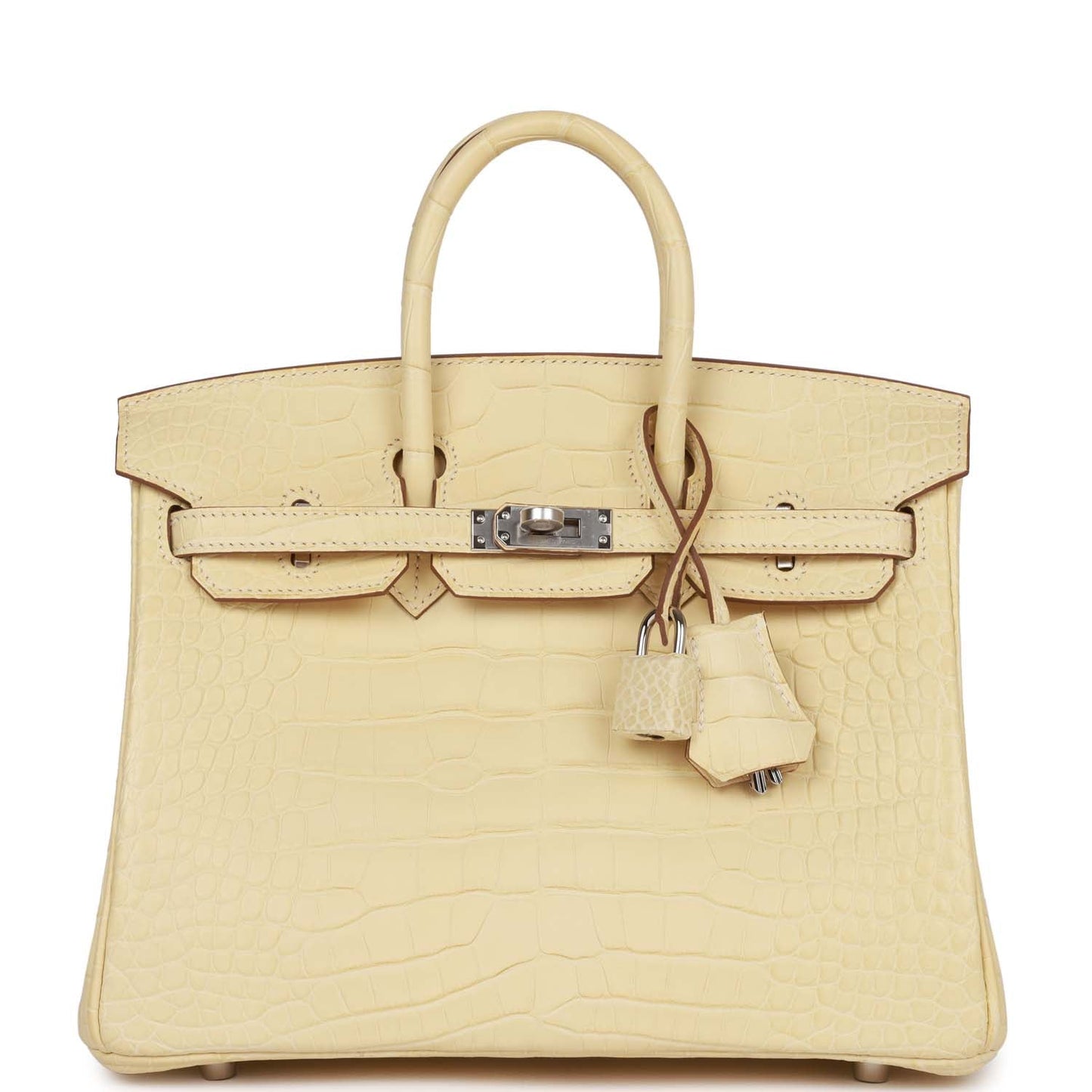 Hermes Birkin Vanille Matte Alligator Palladium Hardware Handbag Travel Bag