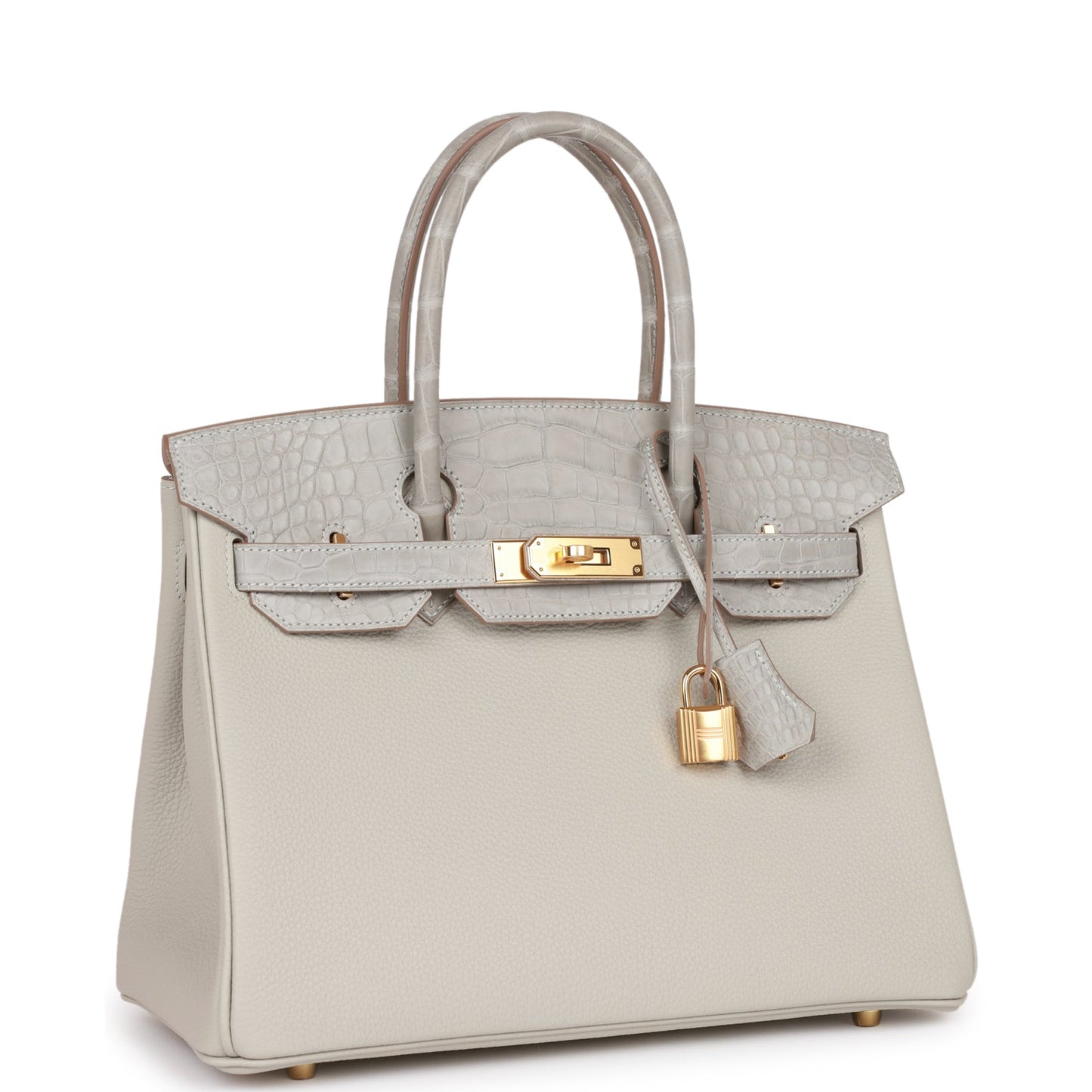 Hermes Birkin Gris Perle Matte Alligator And Togo Touch Gold Travel Bag
