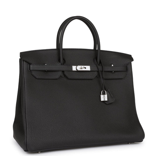 Hermes Birkin Togo Palladium Hardware Handbag Black Travel Bag
