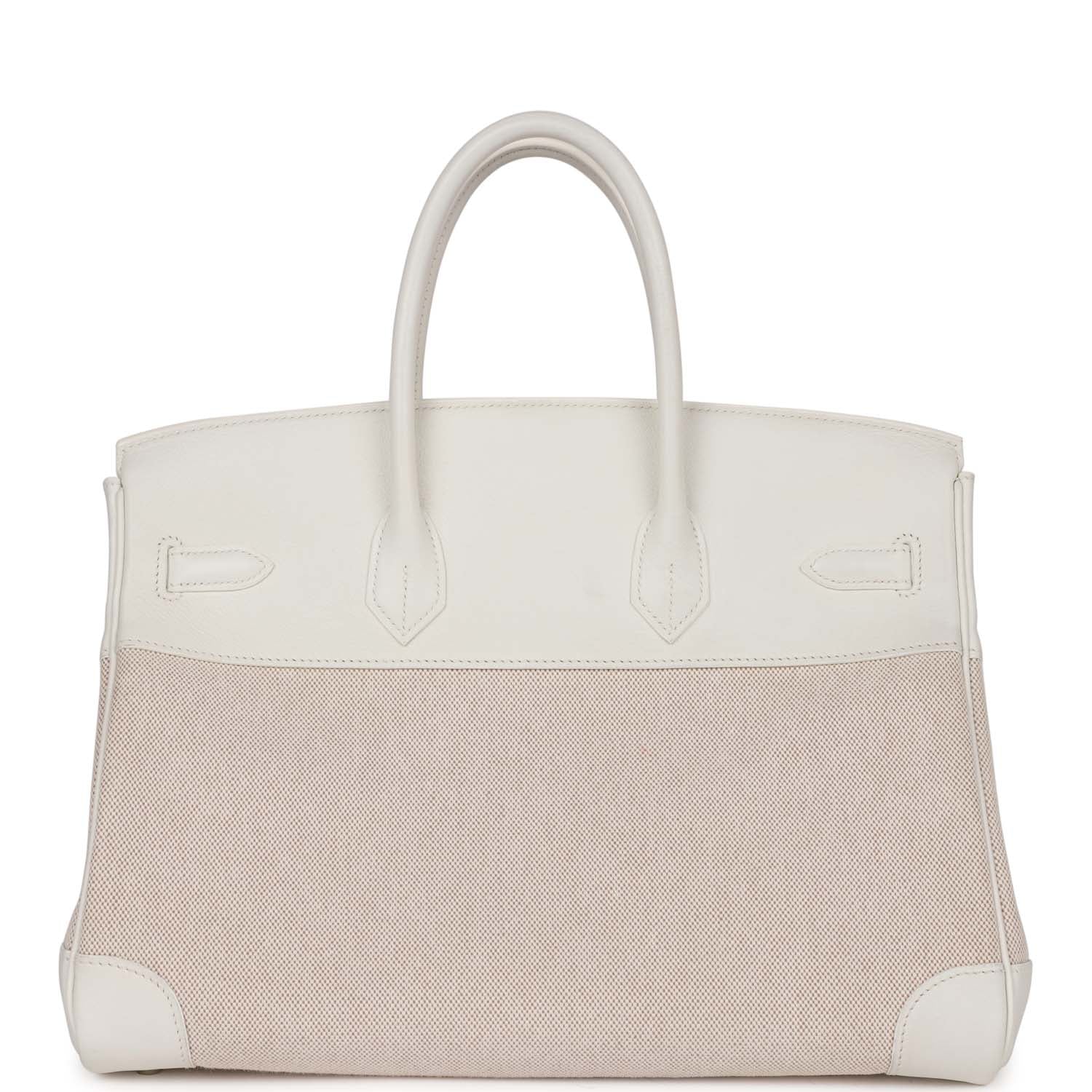 Hermes Birkin Gulliver And Toile Palladium Hardware Handbag White Travel Bag