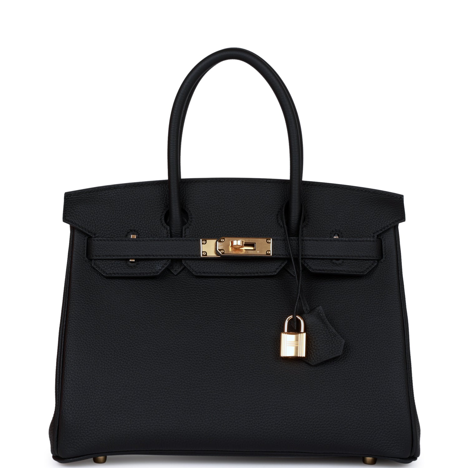 Hermes Birkin Togo Hardware Handbag Black Gold Travel Bag 23