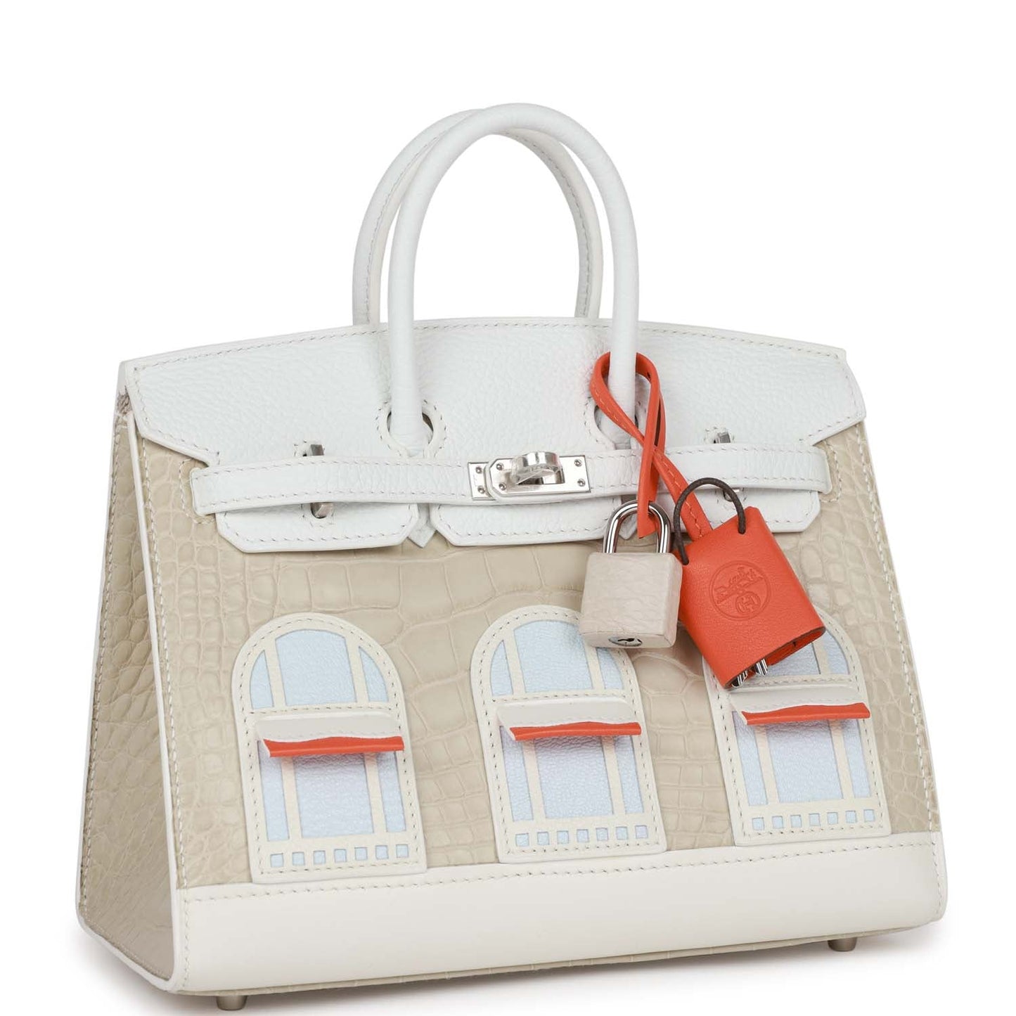Hermes Luxury Sac Faubourg Birkin Matte Alligator Palladium White Travel Bag