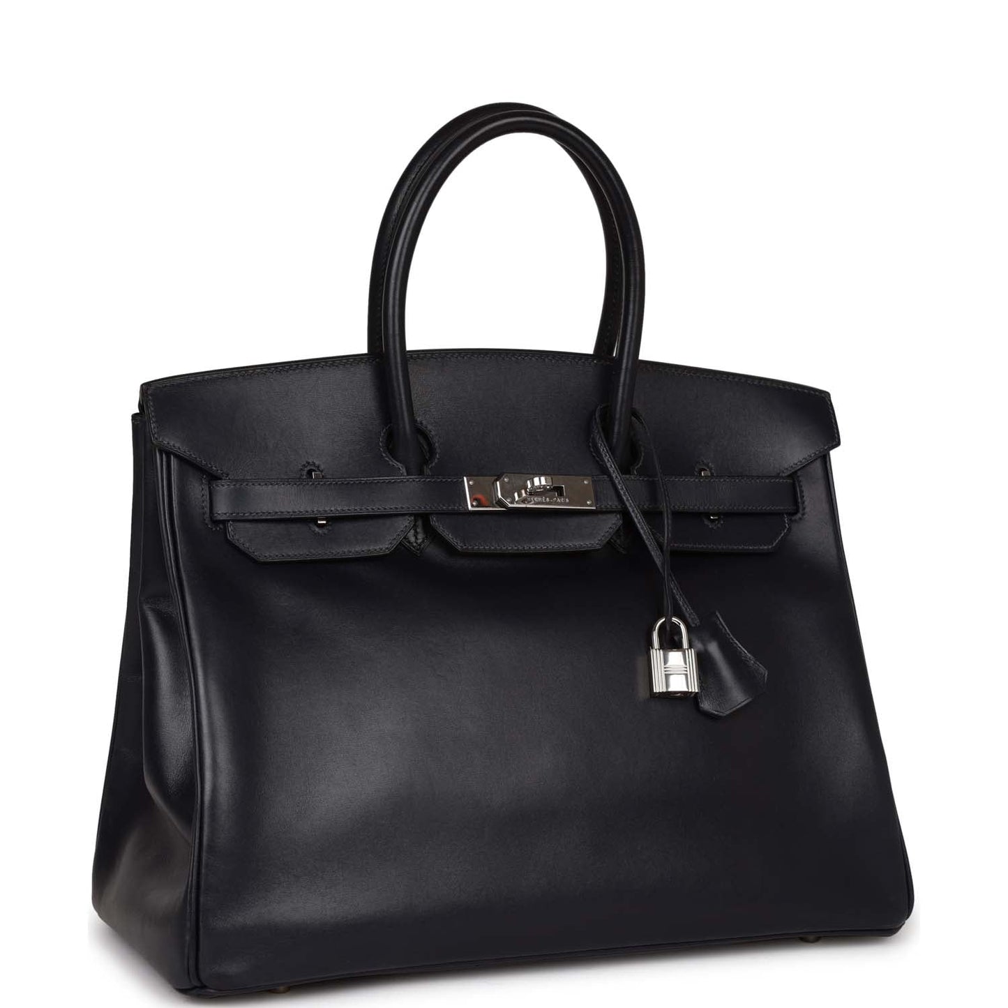 Hermes Birkin Bleu Box Palladium Hardware Handbag Navy Travel Bag
