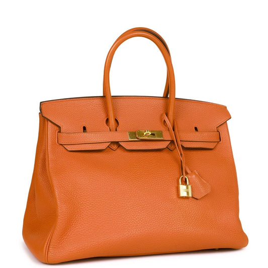 Hermes Birkin Togo Hardware Handbag Gold Orange Travel Bag