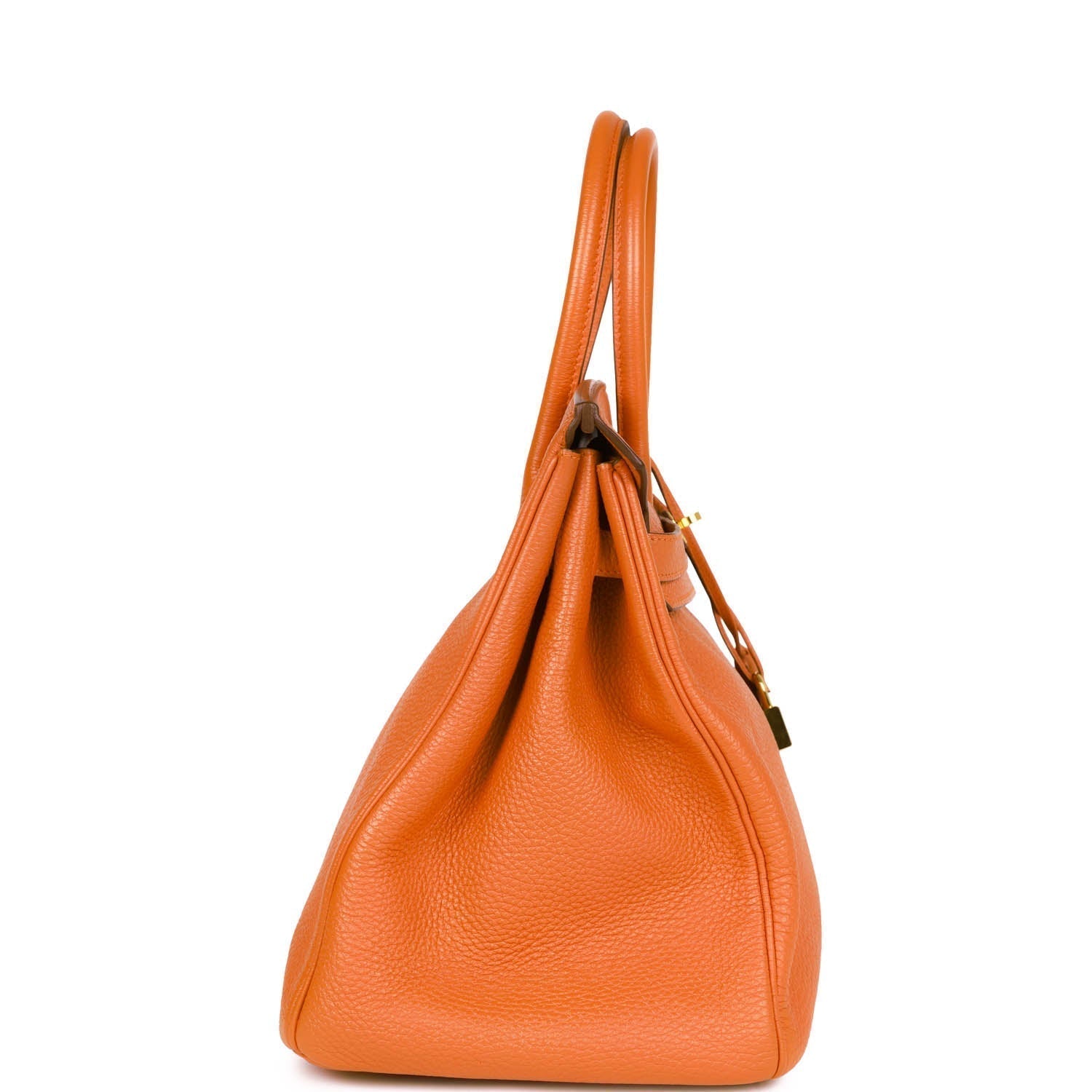 Hermes Birkin Orange Togo Hardware Handbag Gold Travel Bag