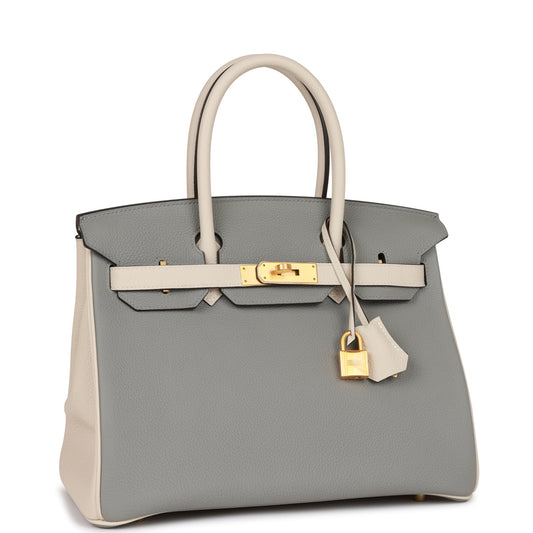 Hermes Special Order Hss Birkin Gris Mouette And Craie Gold Travel Bag