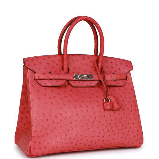 Hermes Top Quality Luxury Birkin Bougainvillea Ostrich Palladium Travel Bag