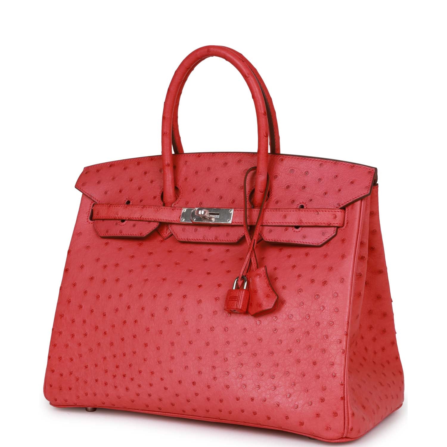 Hermes Top Quality Luxury Birkin Bougainvillea Ostrich Palladium Travel Bag