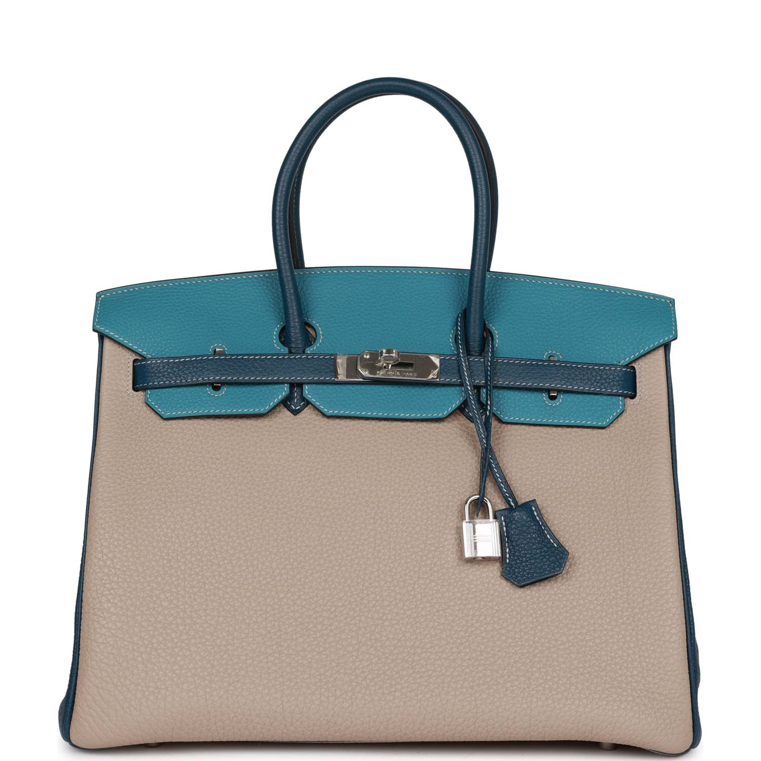 Hermes Birkin Tricolor Gris Tourterelle Bleu Jean And Travel Bag