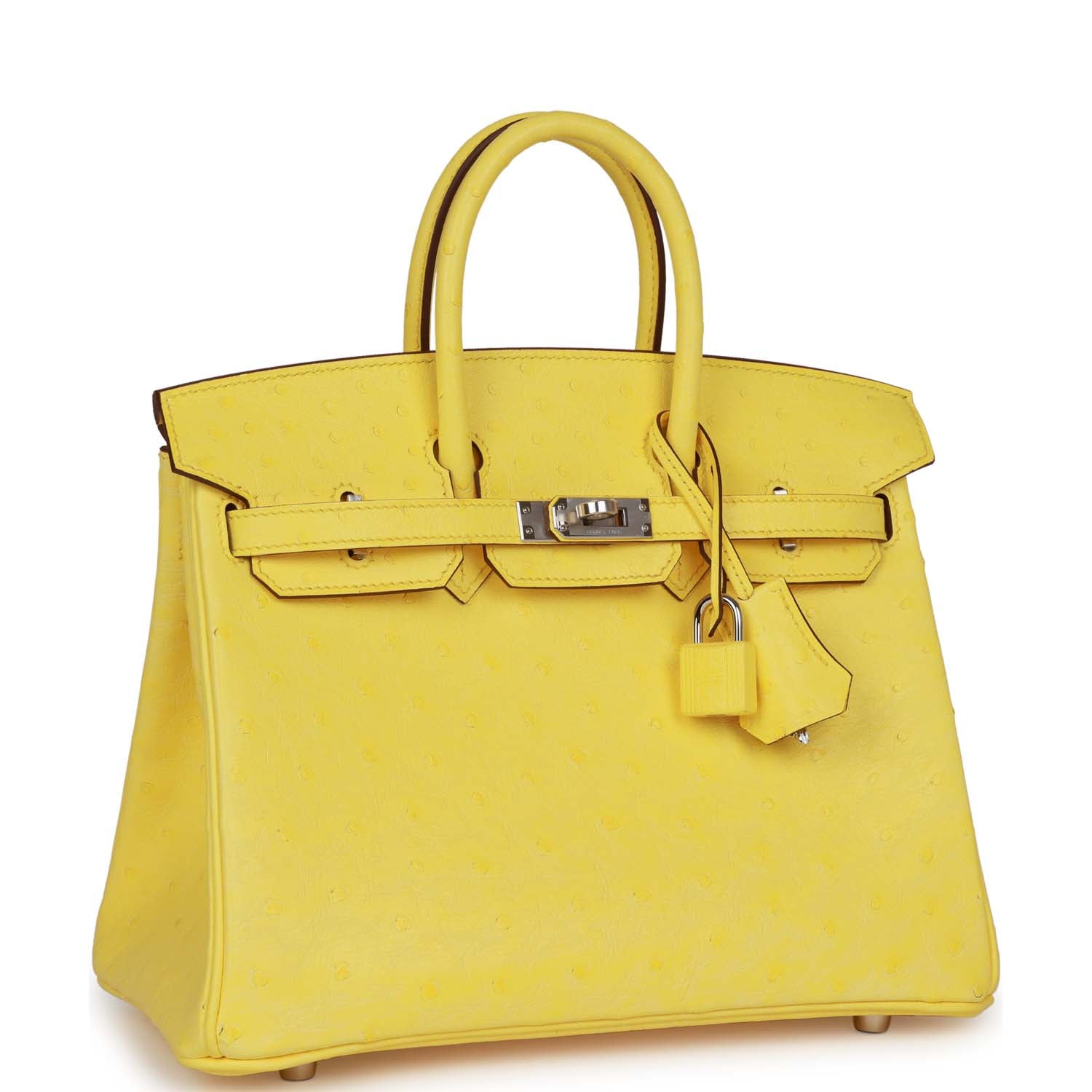Hermes Birkin Jaune Citron Ostrich Palladium Hardware Handbag Travel Bag