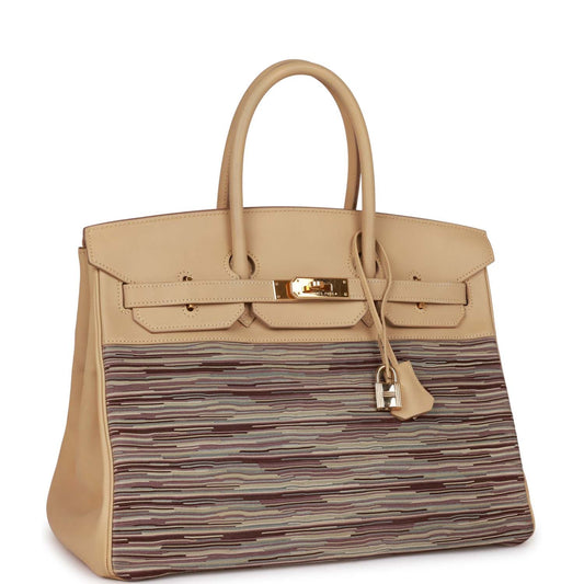 Hermes Birkin Vibrato Parchemin Box Hardware Handbag Gold Travel Bag