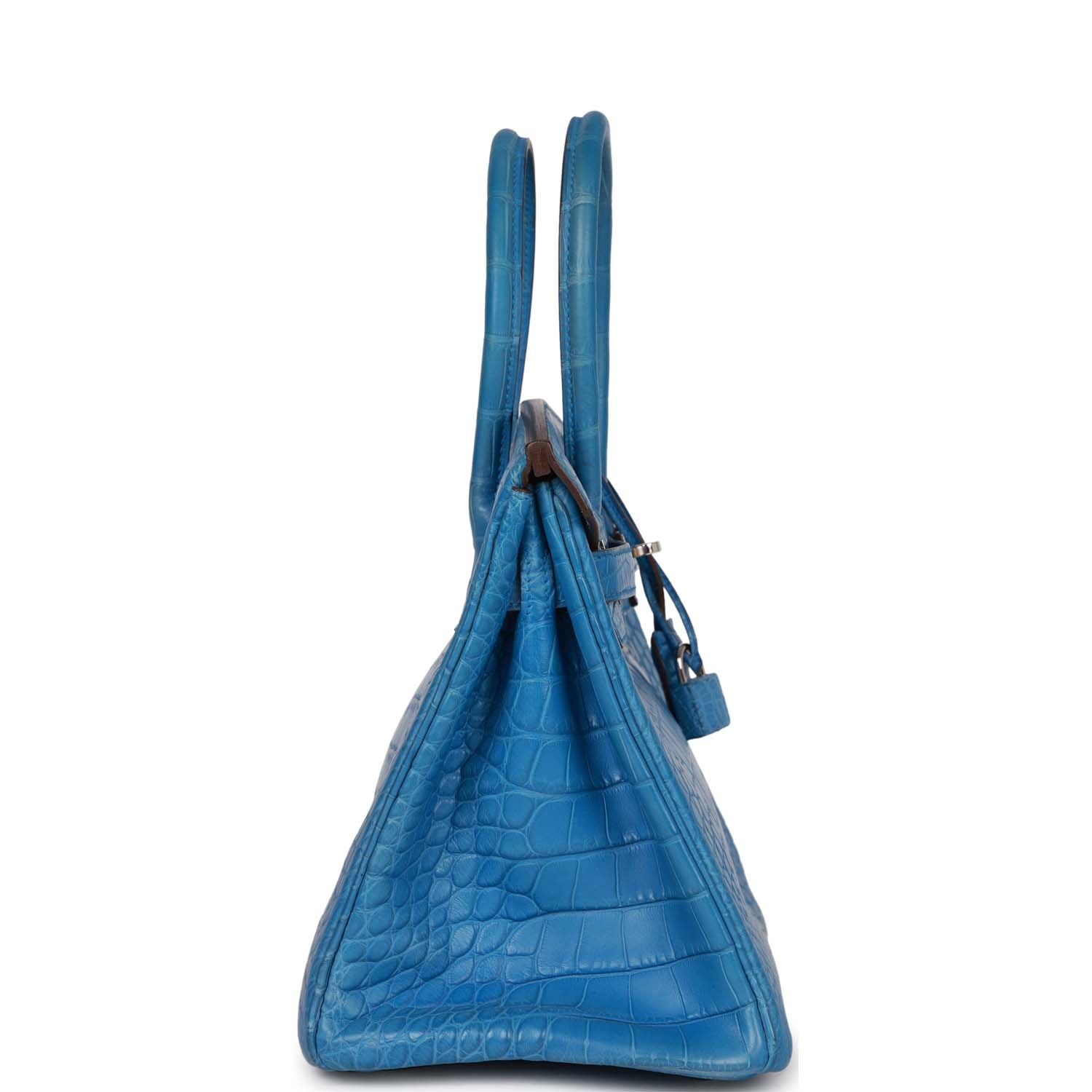 Hermes Top Quality Luxury Birkin Bleu Mykonos Matte Travel Bag