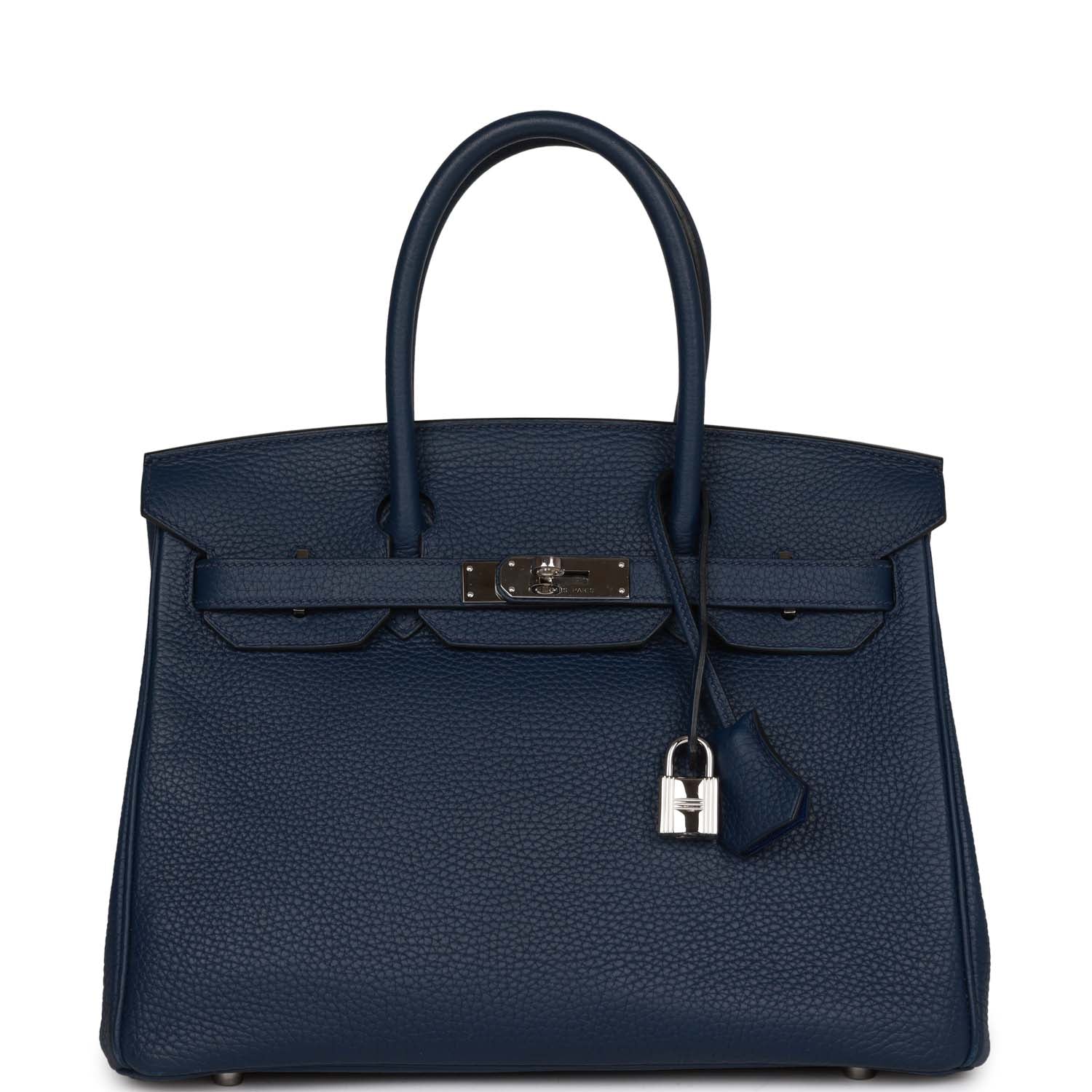 Hermes Birkin Bleu Saphir Verso Togo Palladium Hardware Travel Bag