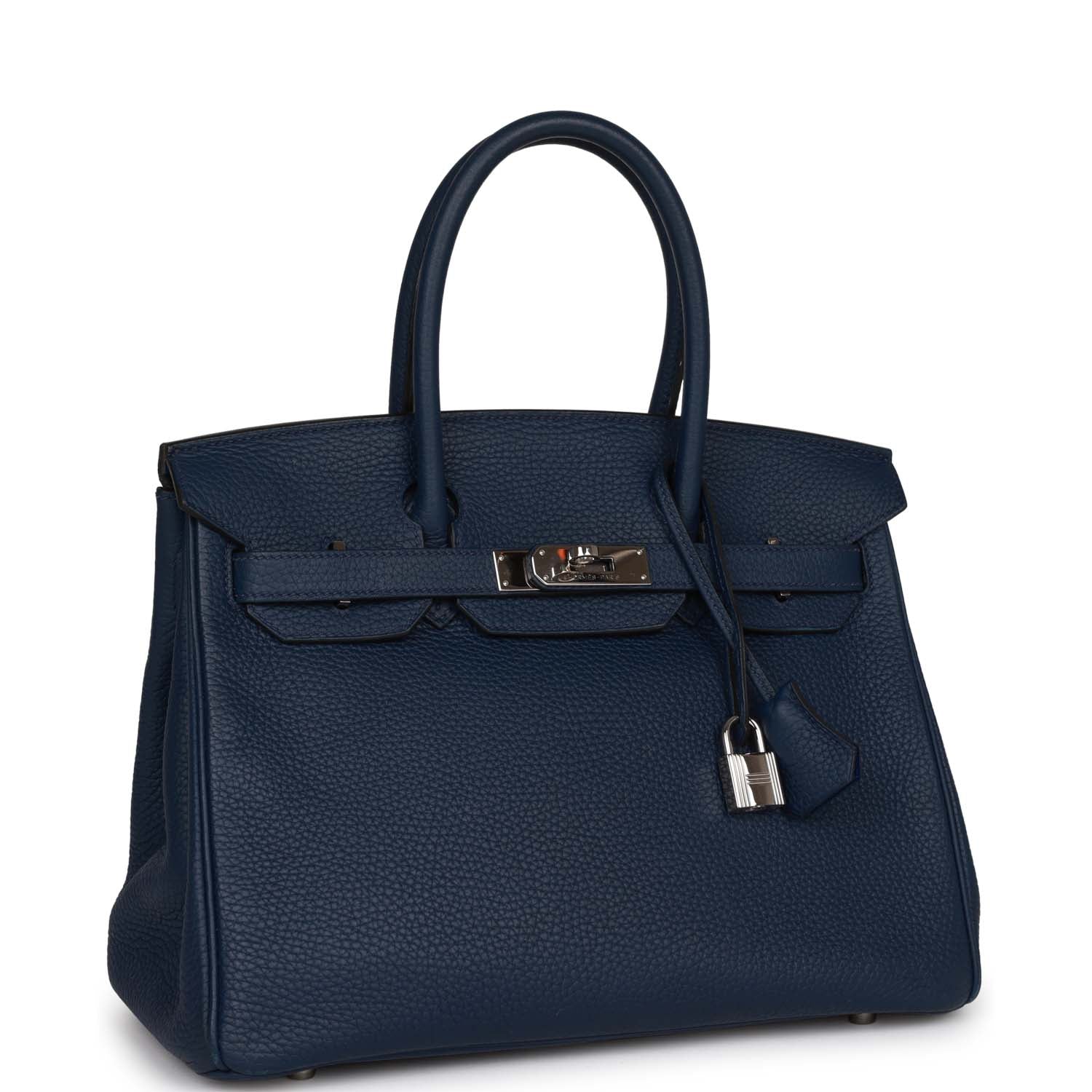 Hermes Birkin Bleu Saphir Verso Togo Palladium Hardware Travel Bag