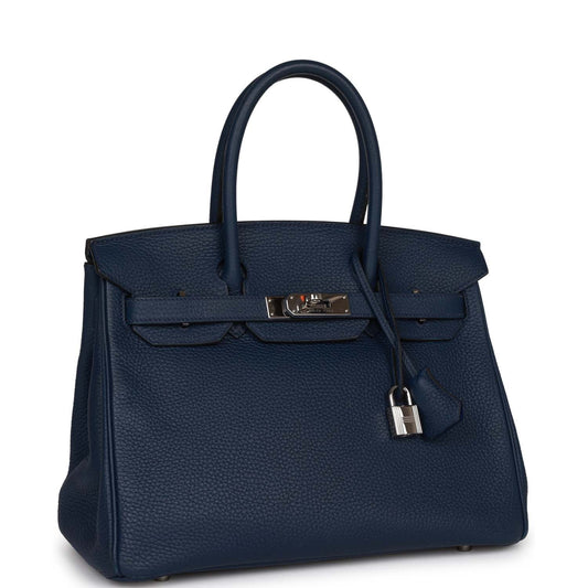 Hermes Birkin Bleu Saphir Verso Togo Palladium Hardware Travel Bag