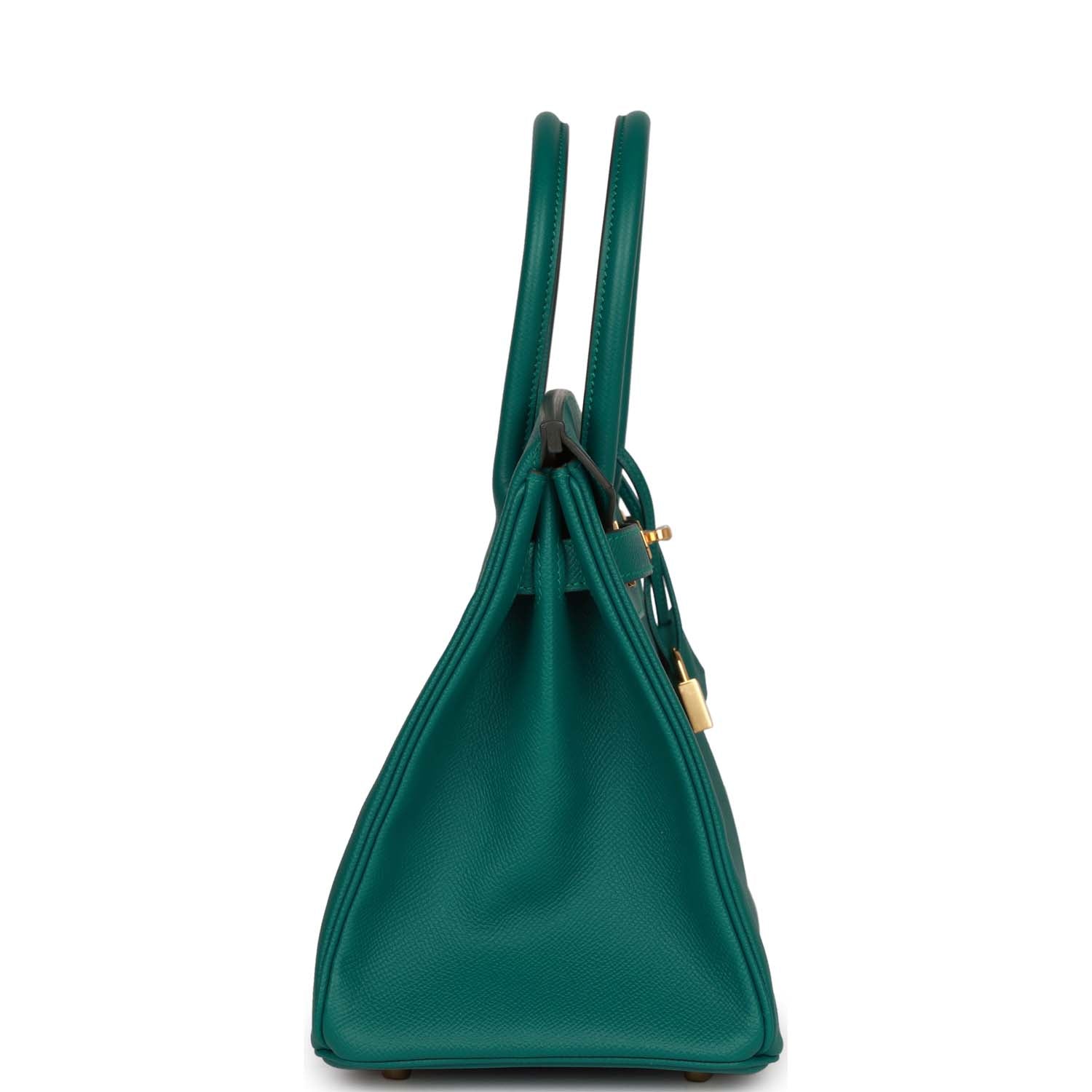 Hermes Birkin Malachite Epsom Hardware Handbag Gold Travel Bag