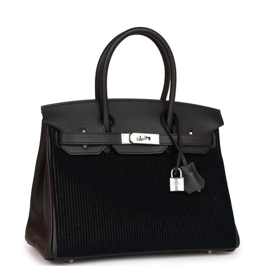 Hermes Birkin Cote Cote Tuffetage And Swift Palladium Hardware Black Travel Bag