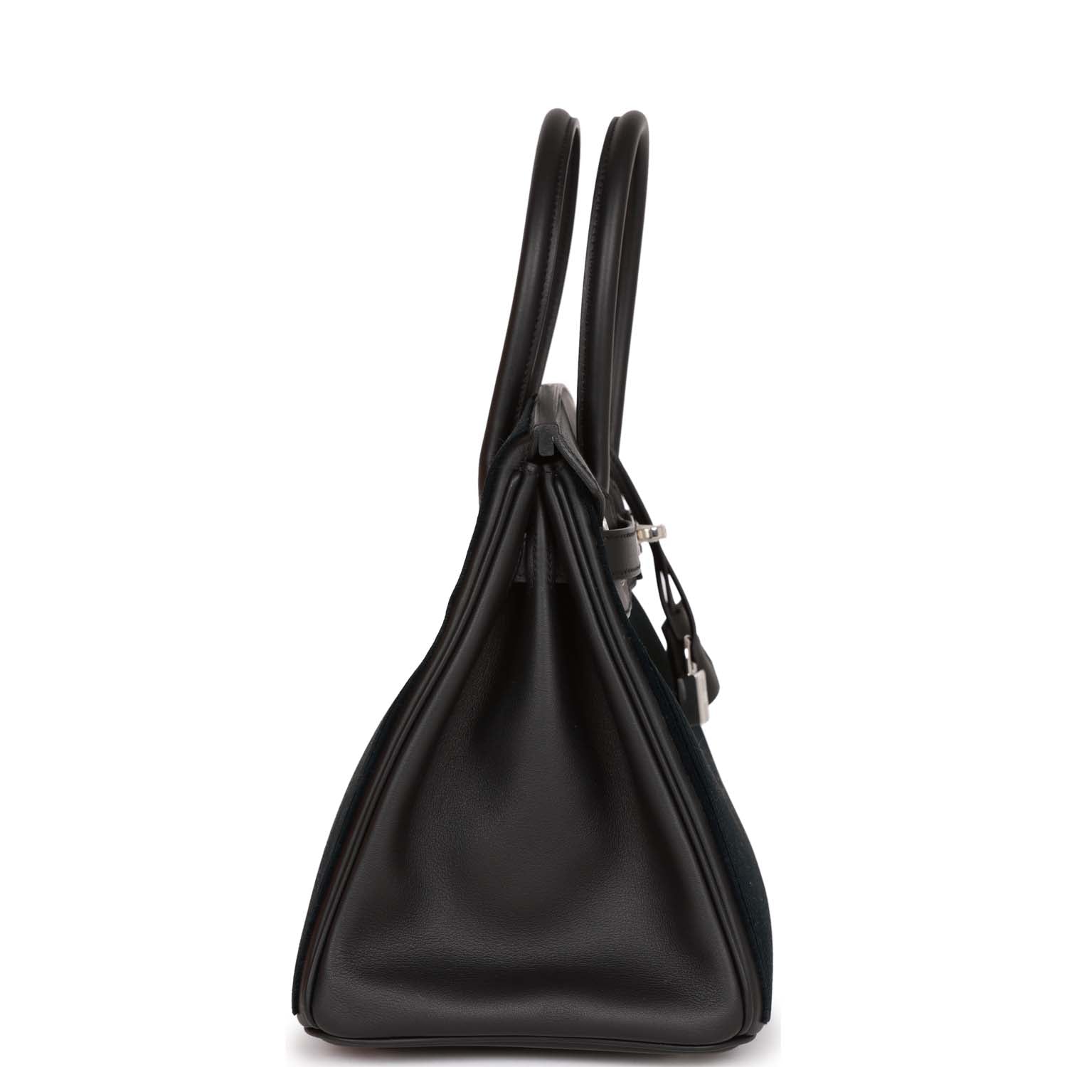 Hermes Birkin Cote Cote Tuffetage And Swift Palladium Hardware Black Travel Bag