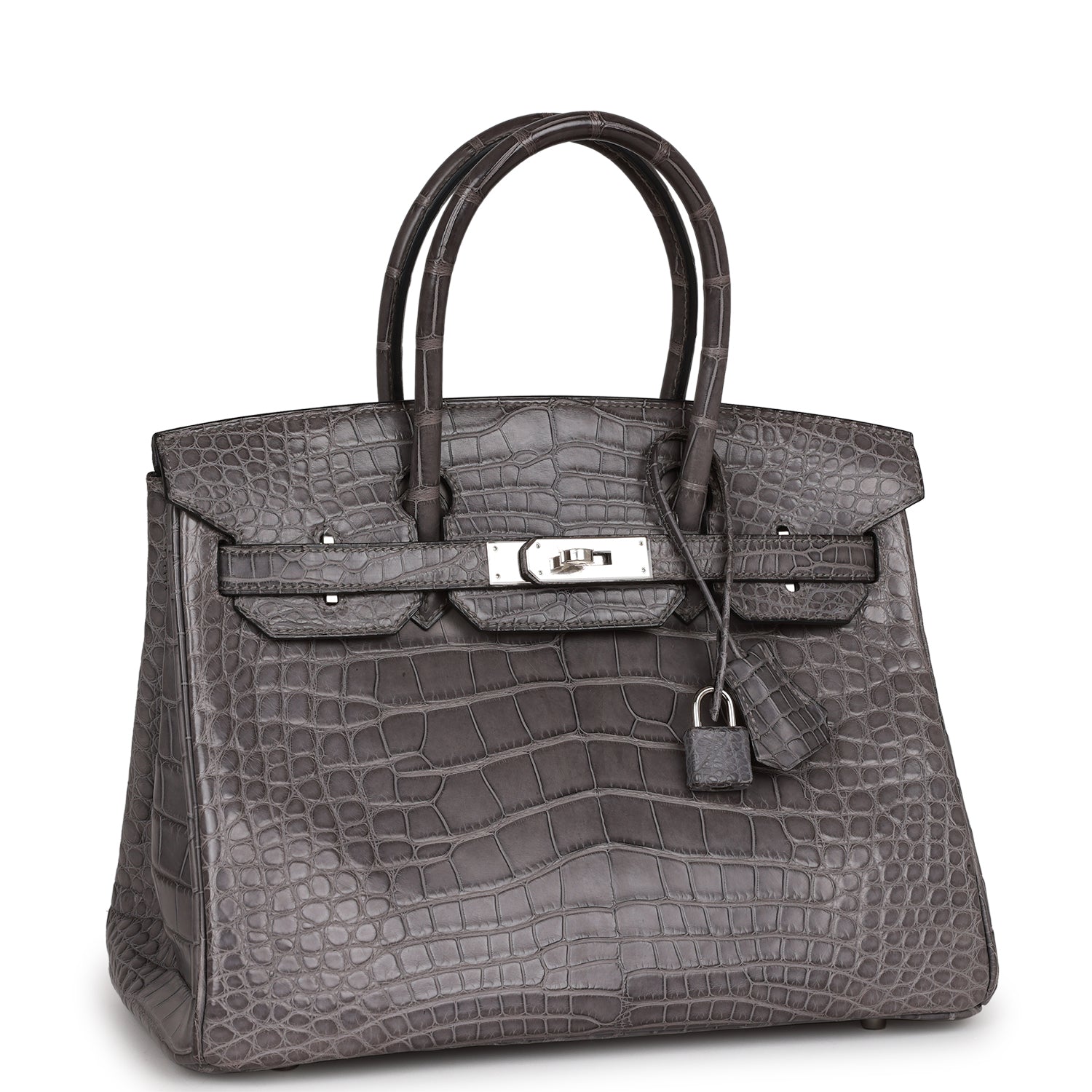 Hermes Birkin Gris Paris Matte Alligator Palladium Hardware Handbag Travel Bag
