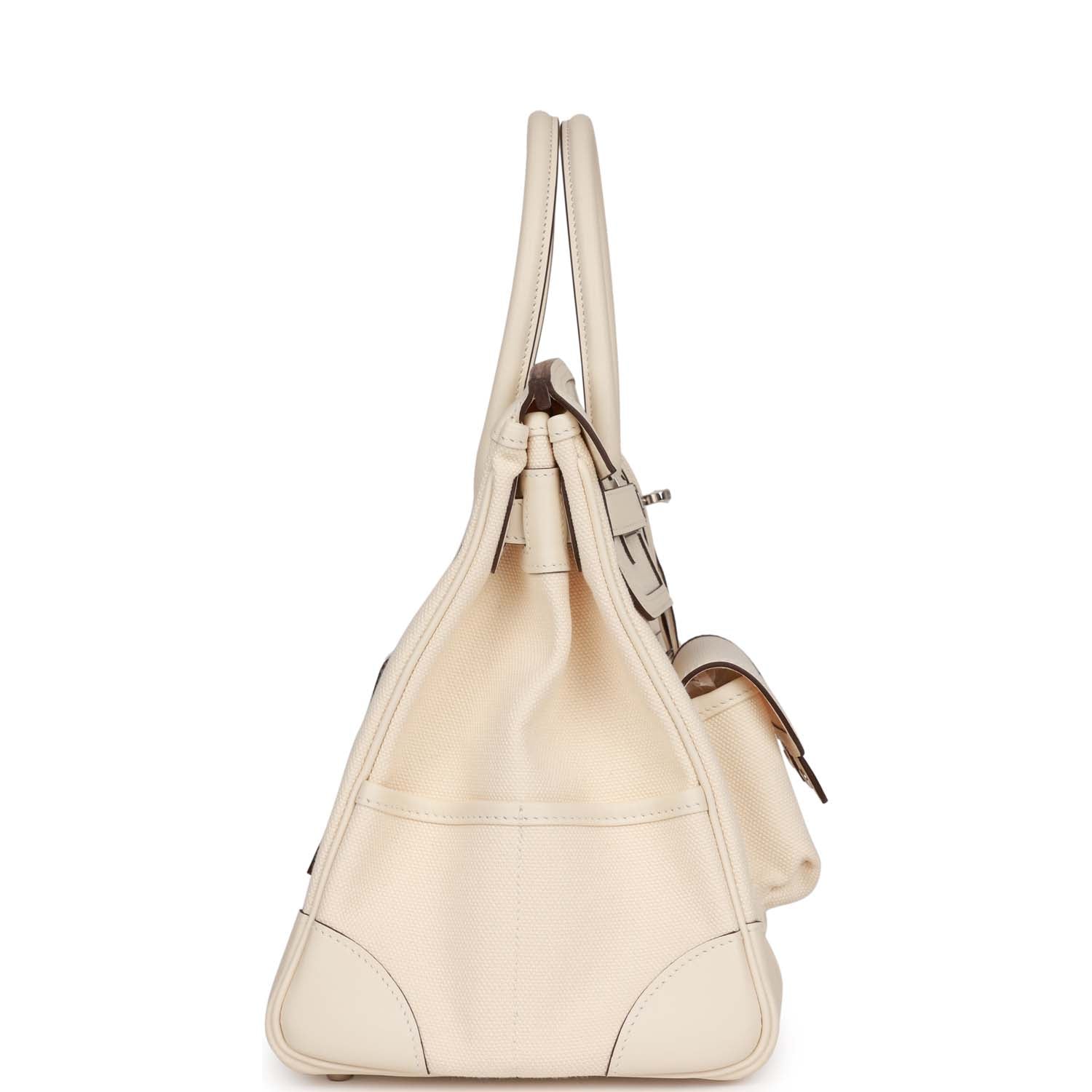 Hermes Birkin Cargo Nata Toile And Swift Palladium Hardware Travel Bag